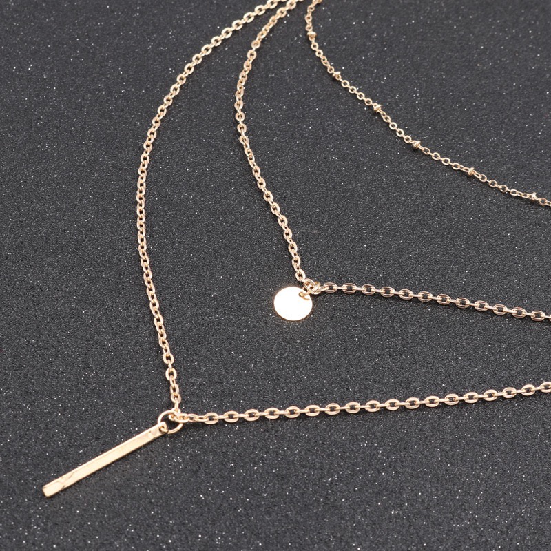 Kalung 3 Layer Liontin Necklace - Fashion Wanita Multi-layer Kalung Panjang