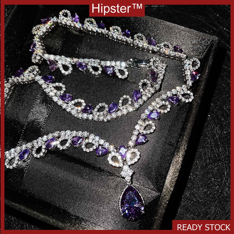 High-End Custom Luxury Micro-Inlaid Diamond Amethyst Pendant Necklace