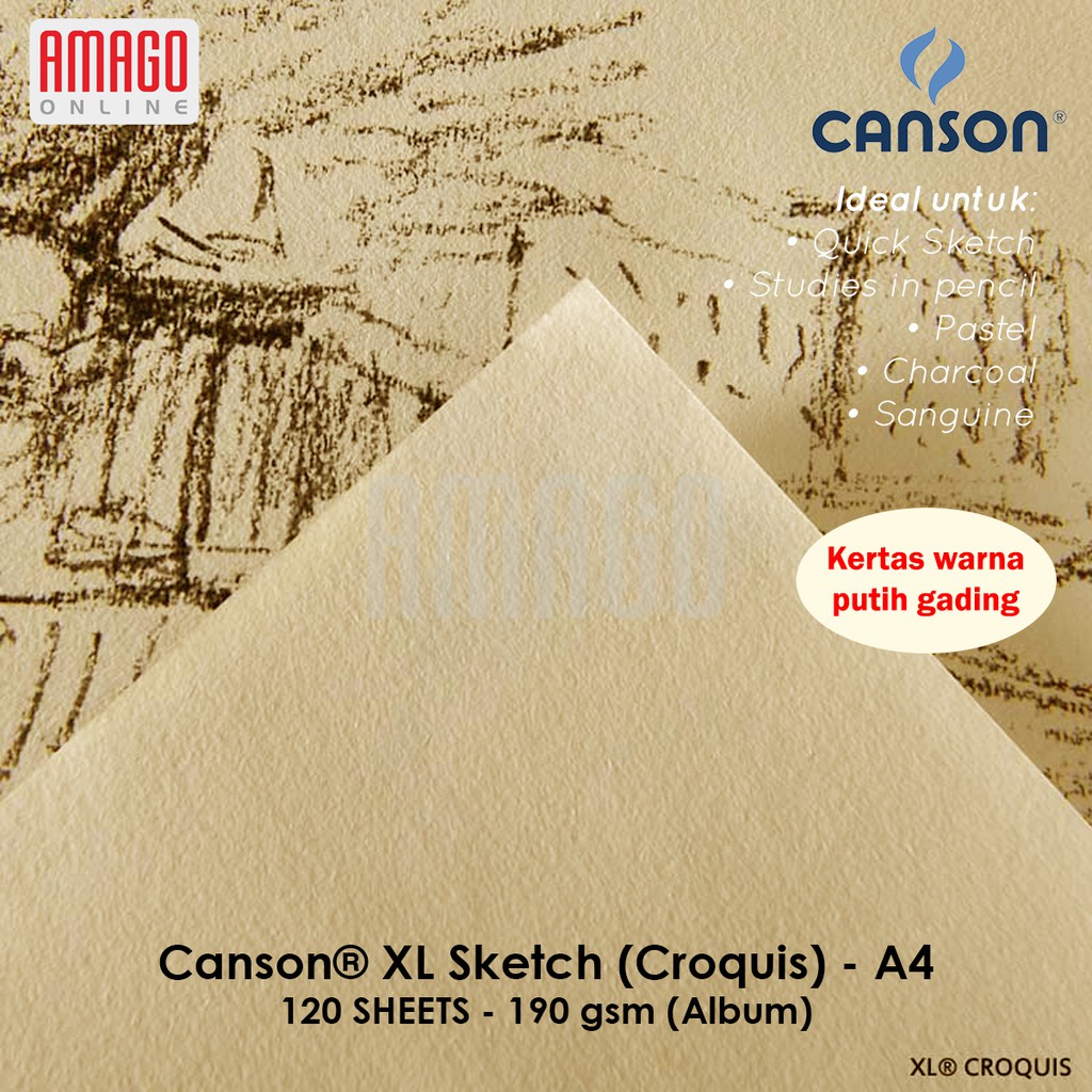 BUKU CANSON XL - SKETCH (CROQUIS) - 120 SHEETS - UKURAN A4 - 90 GSM - 200787103