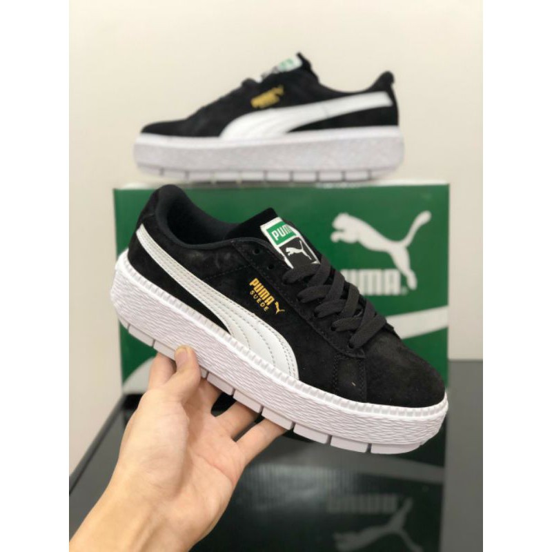 puma black trace suede platform trainers
