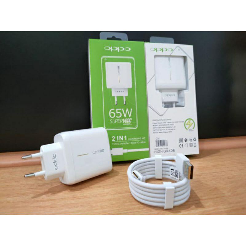 TC TRAVEL CHARGER VOOC OPPO 65W SUPER- VOOC FAST CHARGING USB CABLE TYPE-C