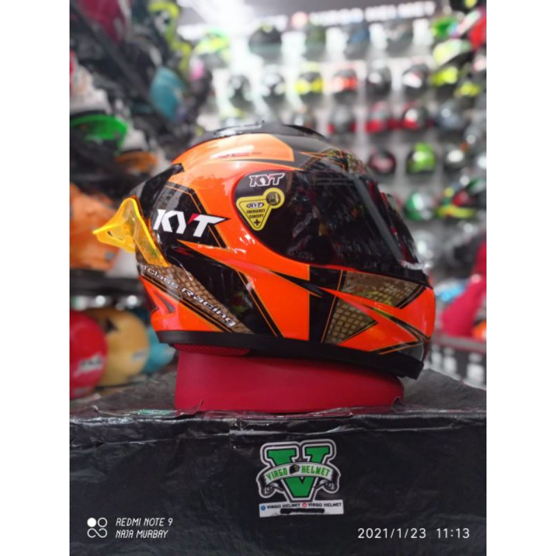 KYT HELM RC7 MOTIF ORANGE BLACK VISOR IRIDIUM+SPOILER