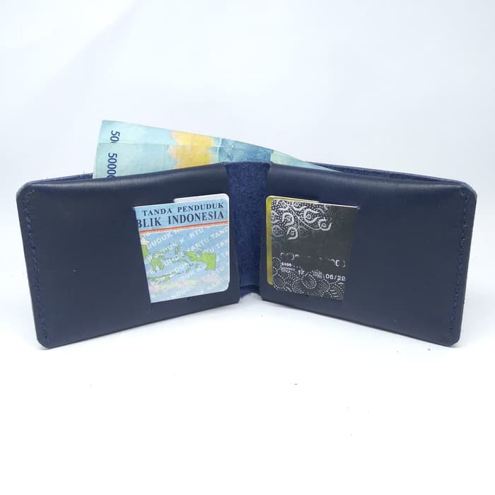 Dompet kulit asli design unik navi blue simple wallet - PHWL272