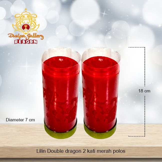 Lilin/Candle Puja Sembahyang Double Dragon 2 Kati Merah Polos