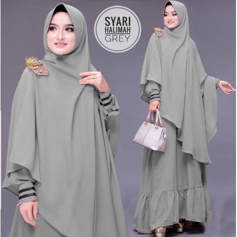Syari Halimah Nandia syari Set Khimar Mosscrepe Terbaru 2019