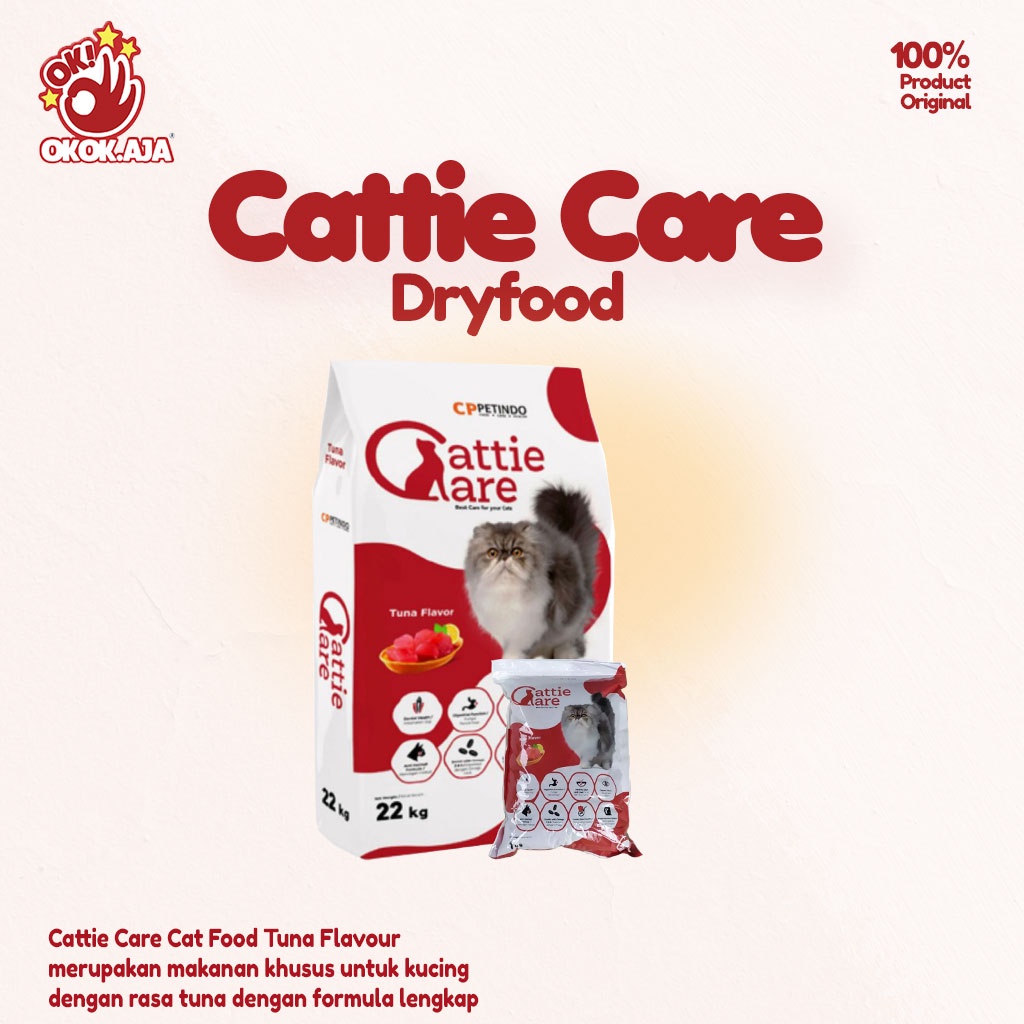 Makanan kucing kering premium CATTIE CARE rasa tuna 1kg - Catfood murah