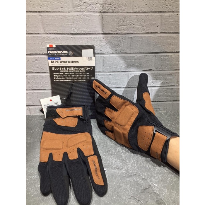 KOMINE GK-227 URBAN M-GLV BROWN / BLACK SARUNG TANGAN GLOVES GK 227