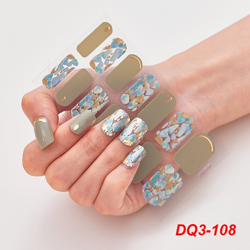 DQ3_104-116 Finger DIY Nail Sticker Fashion 3D Nail Sticker False Nails Art 14Pcs/sheet