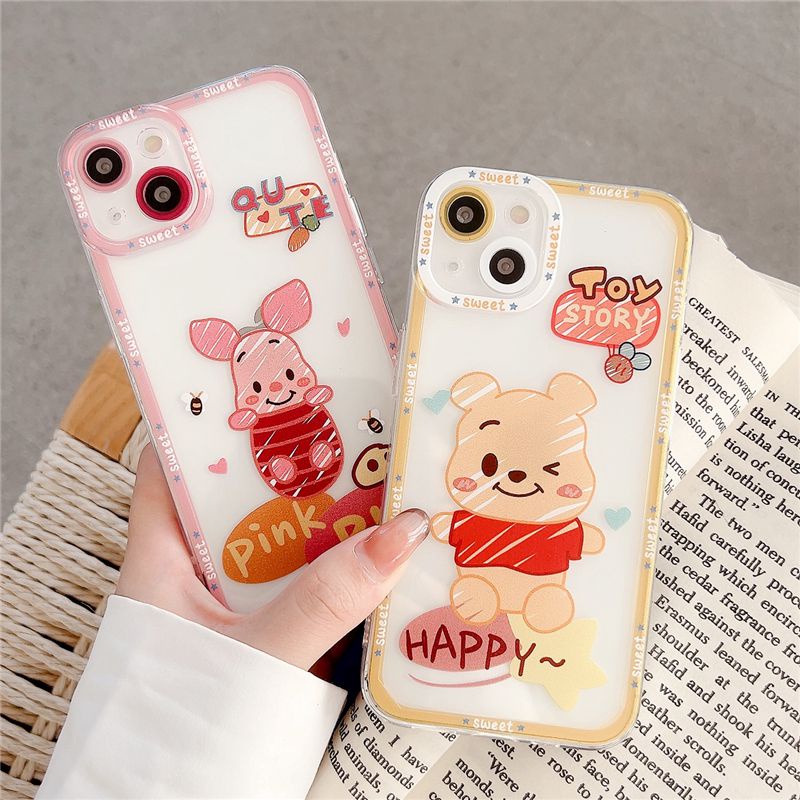 Winnie the Pooh seri Soft Back Case Samsung Galaxy Note 20 Ultra A13 A10S A03 Core M52 A73 S21 S20 FE J5 J7 Prime J4 Plus A32 Redmi Note 10 Pro 10C Poco X3 NFC Pro VIVO V23 Pro OPPO Penutup A96 Reno 7Z