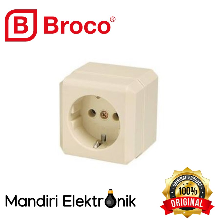 Broco OB Stop Kontak Arde Segi Cream 15410 - Stopkontak Tempel Broco