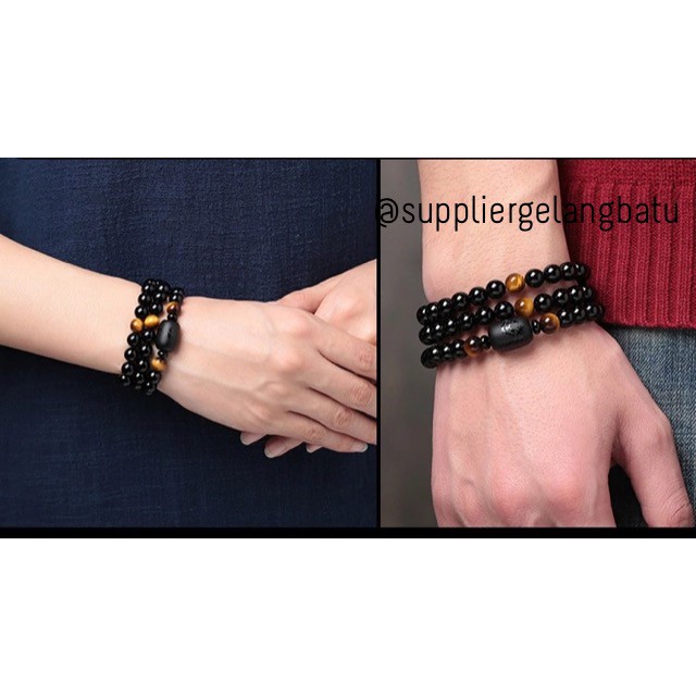 Gelang Lilit Dragon Phoenix Triple Natural Stone asli buddhist bracelet buddha budha om mani padme