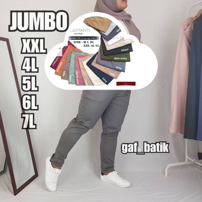 Big size } Baggy pants jumbo | JUMBO BAGGY PANTS PREMIUM AMERICAN DRILL BIG SIZE 4L 5L 6L
