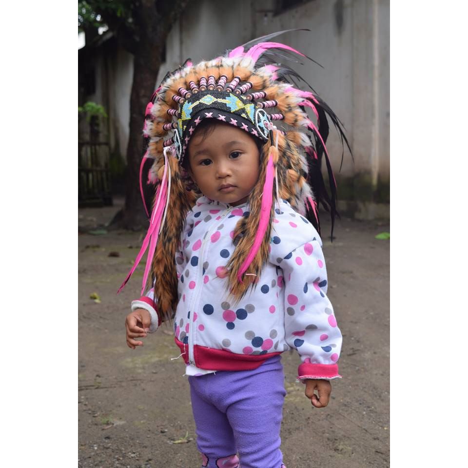 TOPI INDIAN - INDIAN HEADDRESS SMALL MONTE PINK