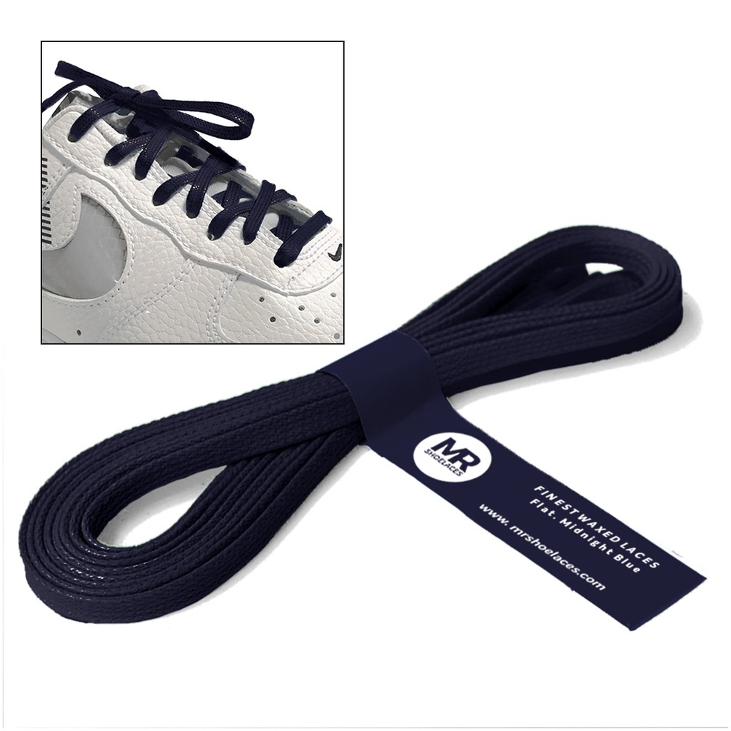 MR Shoelaces FA11 Midnight Blue Tali Sepatu Lilin 5mm Gepeng Flat Pipih (Waxed Laces) 90cm 100cm 120cm 200cm - Premium Shoelace Biru