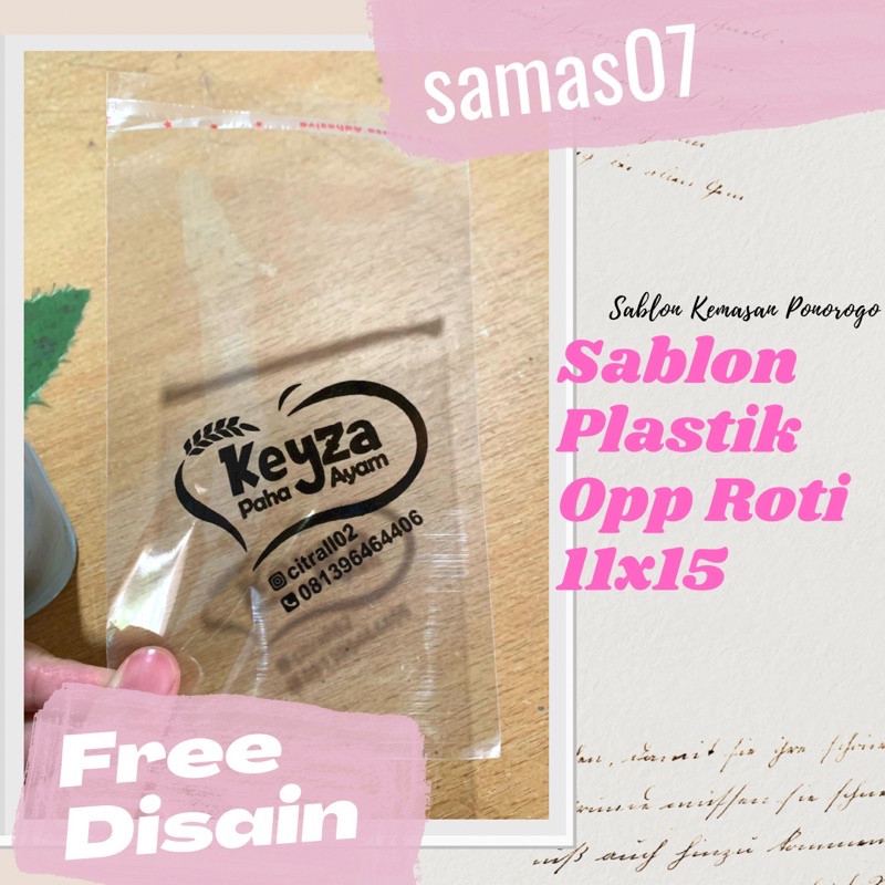 Sablon Plastik opp 11x15 sablon plastik kemasan roti