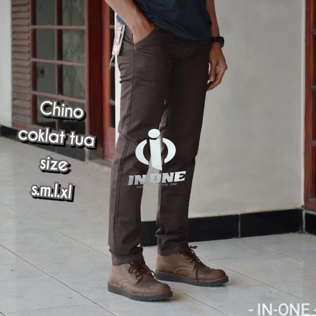 CHINO IN ONE ORIGINAL Celana Chino Panjang Pria Celana Chino warna Coklat Seri Art INCP602