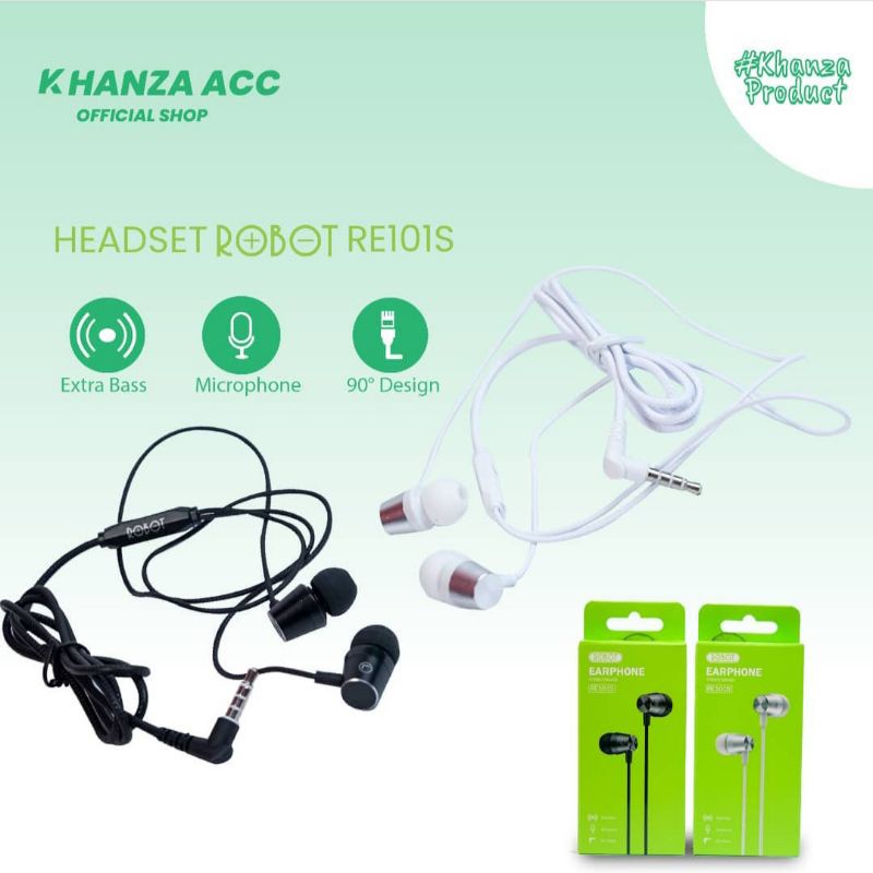 KHANZAACC Robot RE101S Earphone Bass Metal Wired Headset