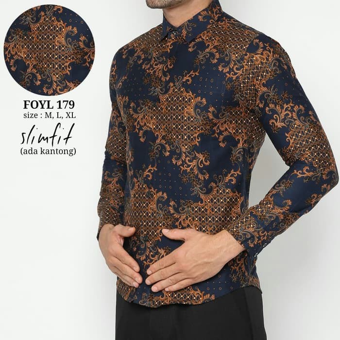 BAJU KEMEJA BATIK PRIA SLIM FIT MODERN KUALITAS MALL LS93