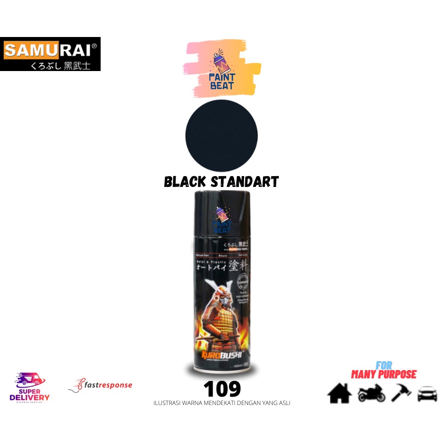 Samurai Paint 109 - Black / Hitam Polos Cat Semprot Cat Semprot Samurai No Star