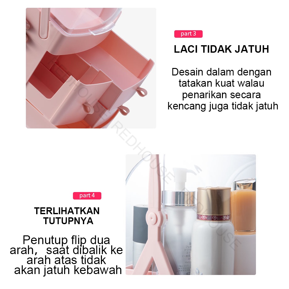 RED HOUSE Rak Kosmetik Beauty Case Tempat Penyimpanan Make Up Storage Box Organizer Kosmetik