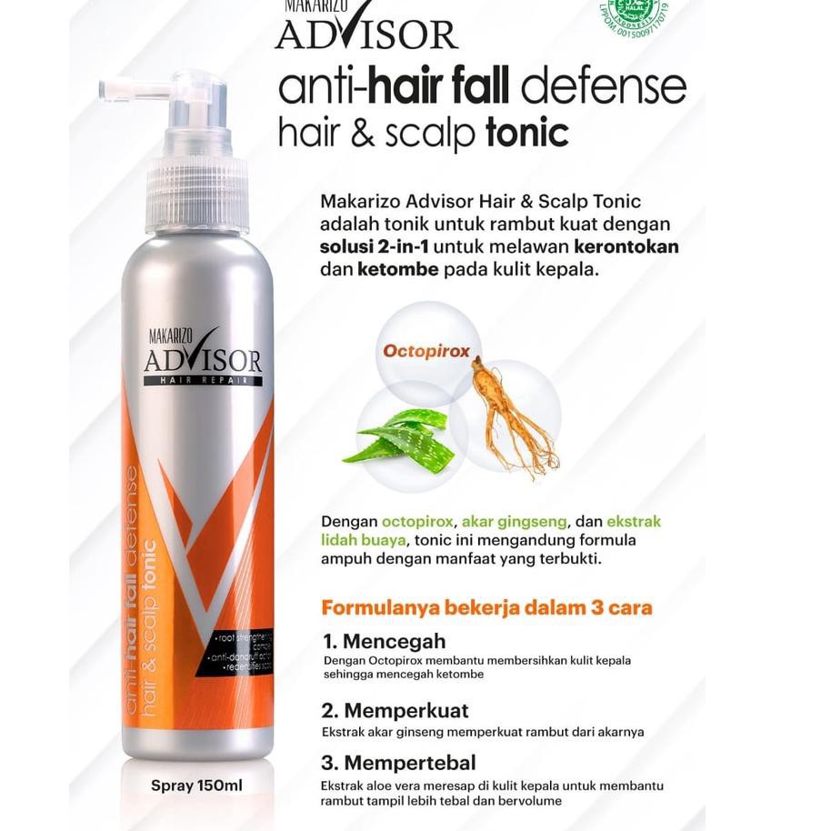 Makarizo Advisor Hair Tonic 2 in 1 Untuk Rambut Rontok Dan Ketombe