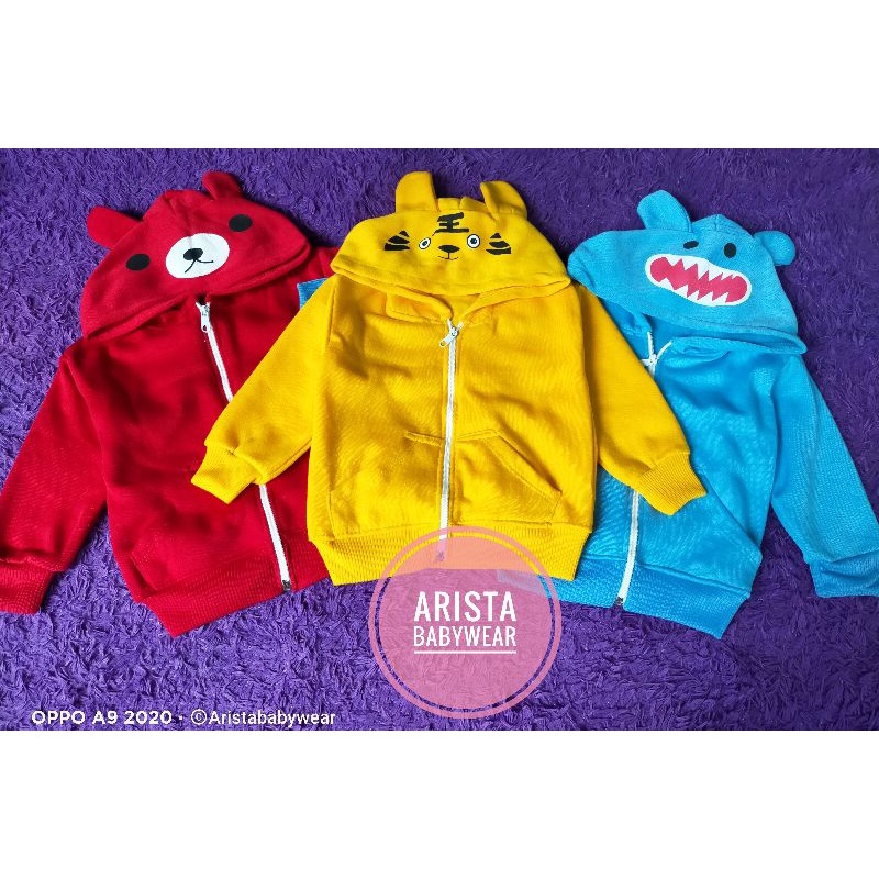 JAKET FLEECE HOODIE BAYI SAKU DEPAN