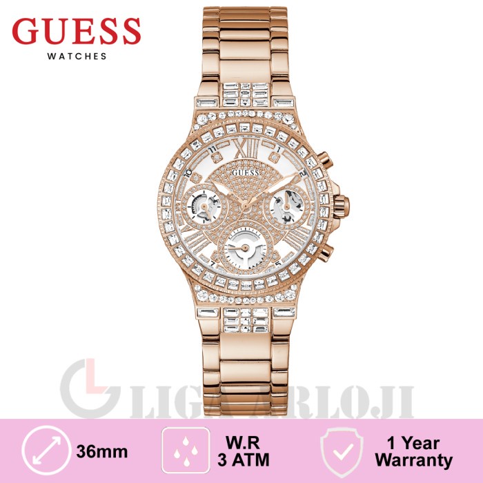 Promo GUESS GW0320L3 Original MOONLIGHT Jam Tangan Wanita Analog Rose Gold