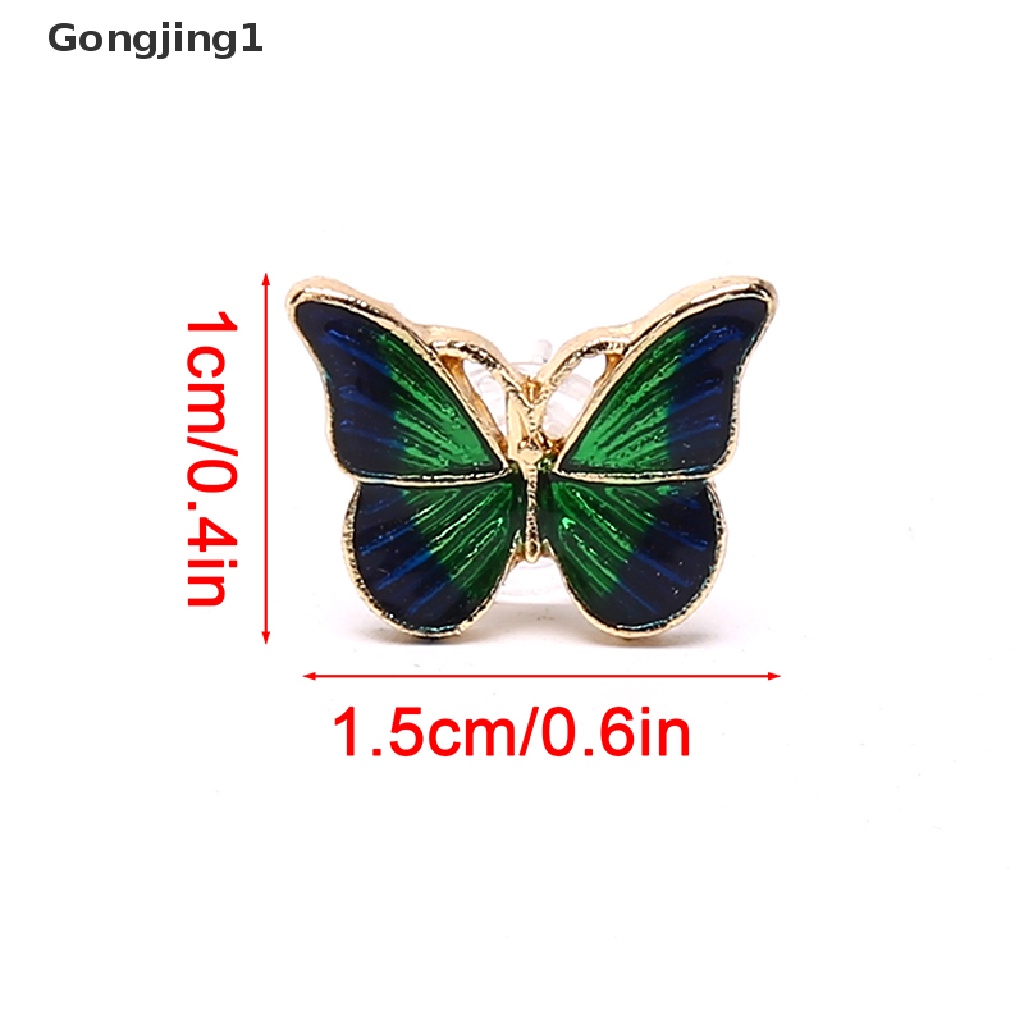 Gongjing1 Bros Kupu-Kupu Enamel Warna Hijau Gaya Vintage Butterfly