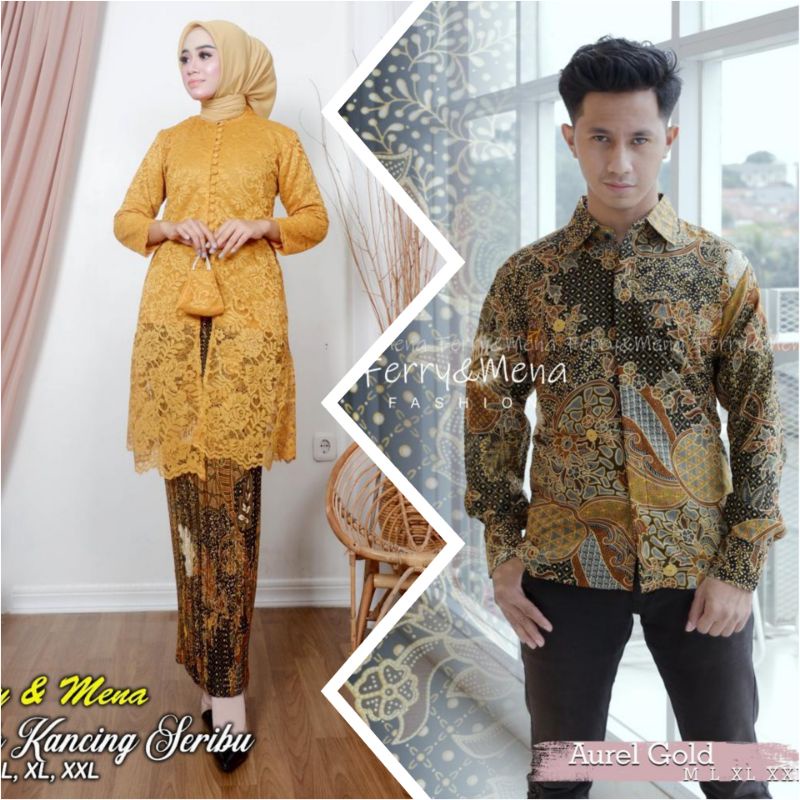 SET KEBAYA COUPLE KEBAYA TUNIK KANCING IBU HAJAT KEBAYA JUMBO COUPLE BATIK PANJANG KEBAYA TRADISIONAL KANCING DEPAN  KEBAYA BURKAT IBU HAJAT COUPLE KEMEJA BATIK BAPAK SET KEBAYA JUMBO KEBAYA COUPLE JUMBO SET KEBAYA WISUDA KEBAYA WANITA by BA