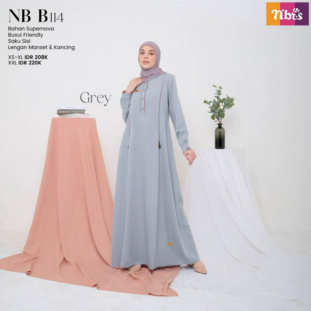 Nibras Gamis NB B114 Bahan Supernova Fashion Muslimah Simpel by Nibras bisa COD