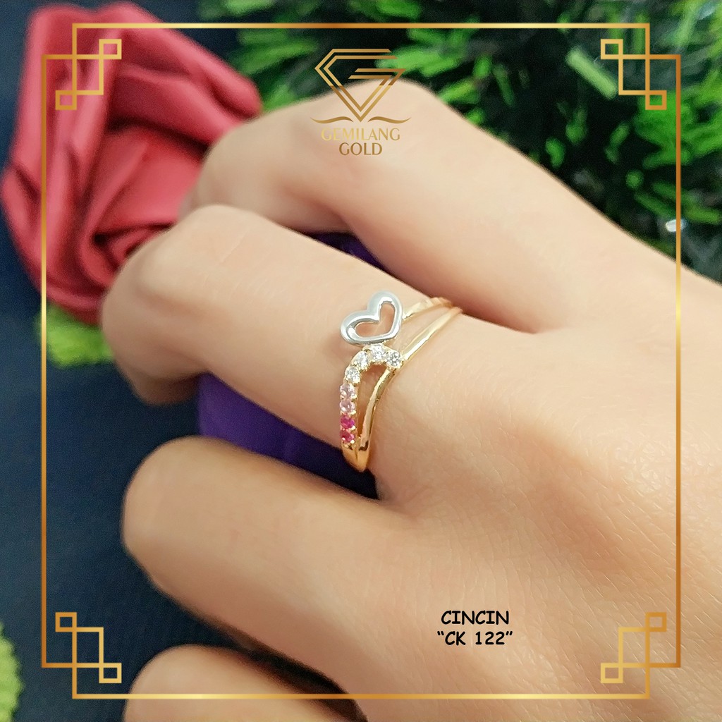 CINCIN WANITA EMAS ASLI KADAR 300 (6K) & 375 (8K) MODEL I LOVE YOU SARANGHYEO CINCIN CEWEK EMAS SIMB