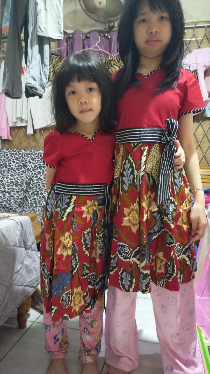 Dress Batik Anak Warna Merah Edisi Imlek, 009 Aci# Bahan Katun Stretch