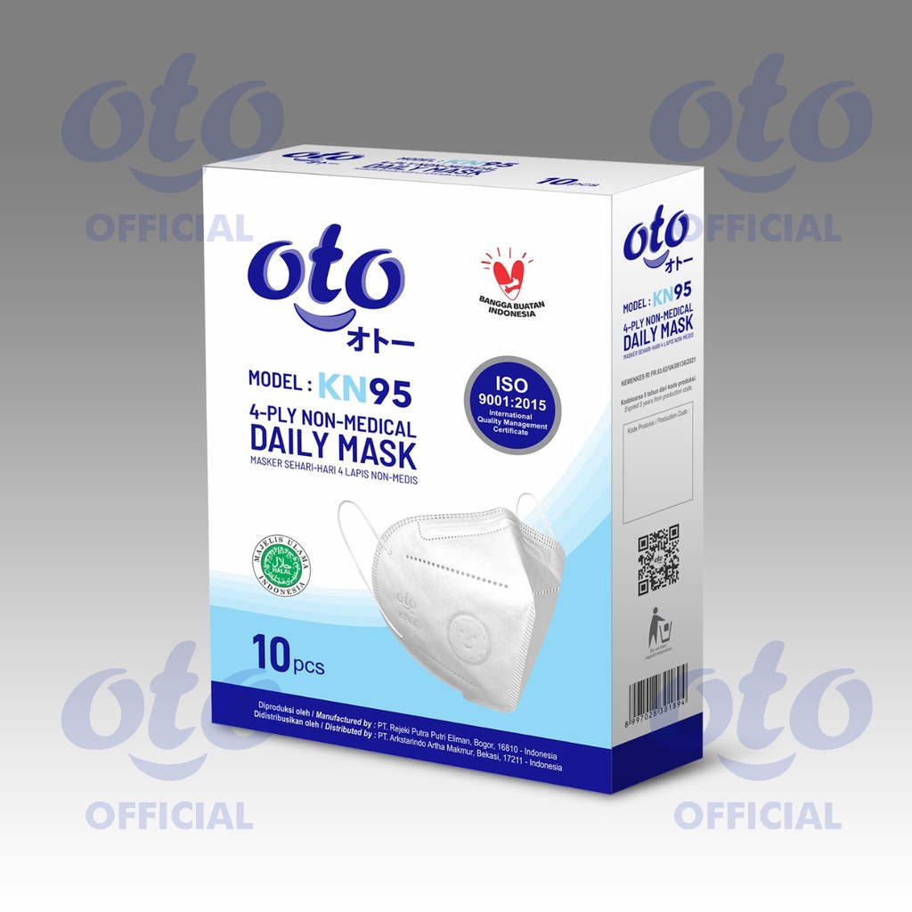 OTO Masker Wajah KN95 Earloop Face Daily Mask 4 lapis isi 10 pcs