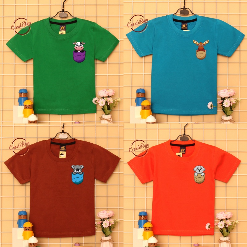 KAOS ANAK LAKI POCKET 1-7 TAHUN BAJU ATASAN ANAK LAKI FASHION TERMURAH BAHAN KATUN