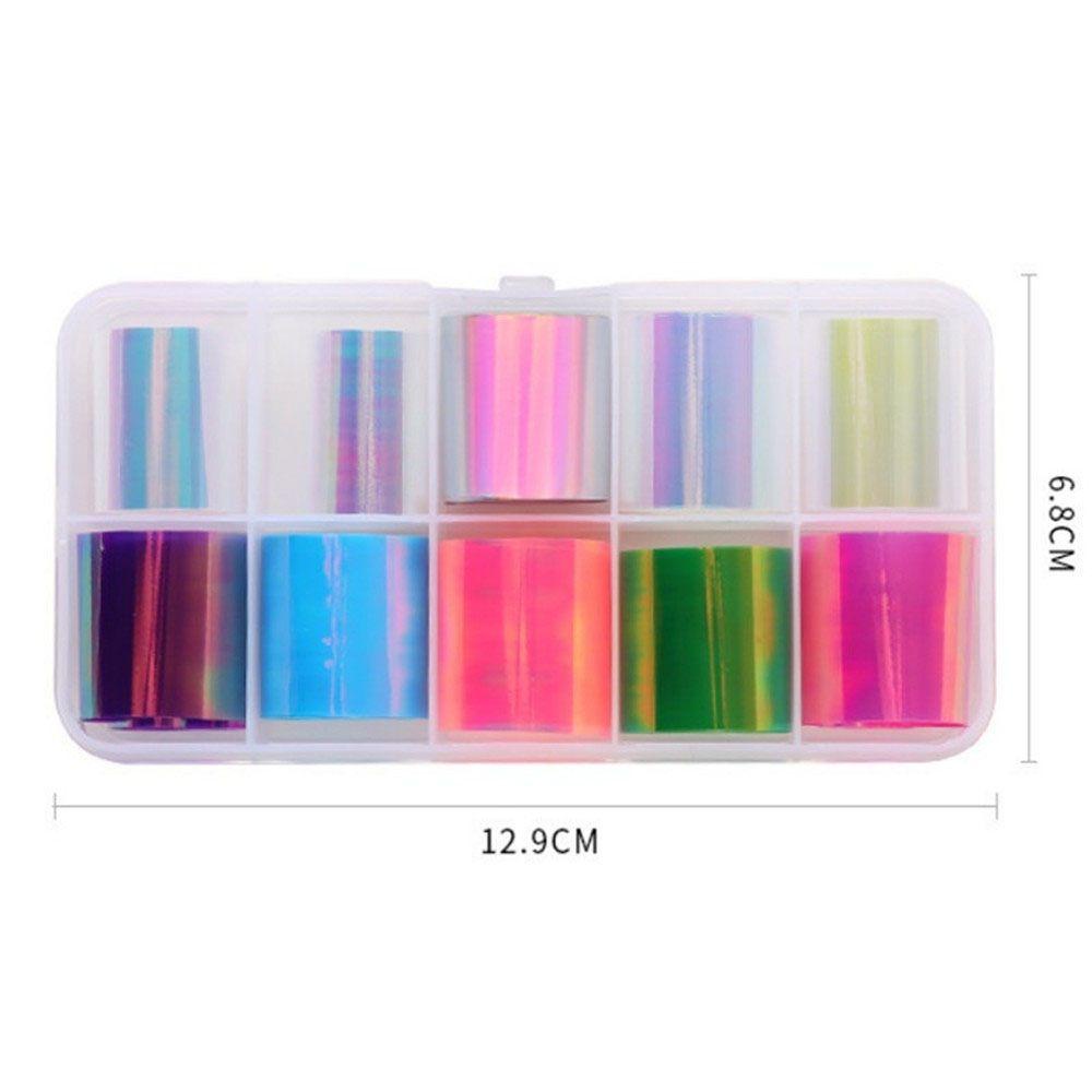 Agustina Aurora Stiker Kuku Colorful Polish Paper Efek Laser Hologram Nail Transfer Foils