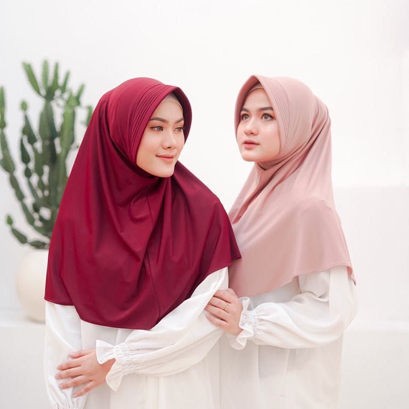 Hijab Bergo Hamidah/Kerudung Sport Instan/Bergo jersey menutup dada