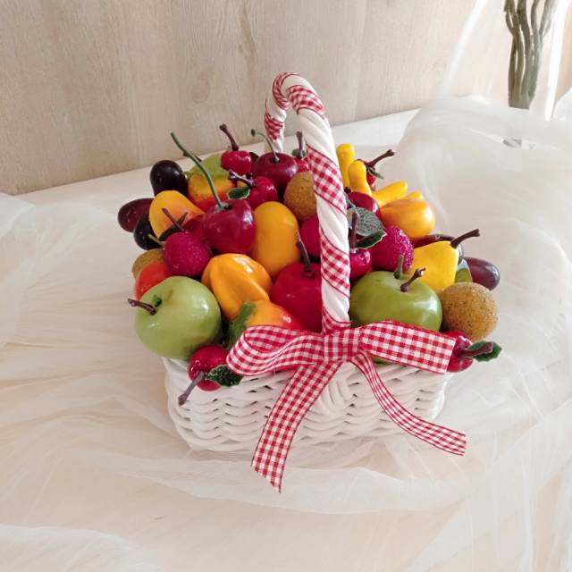 Keranjang Buah Kotak/Hiasan Meja/Dekorasi Dapur/Falastine_Craft