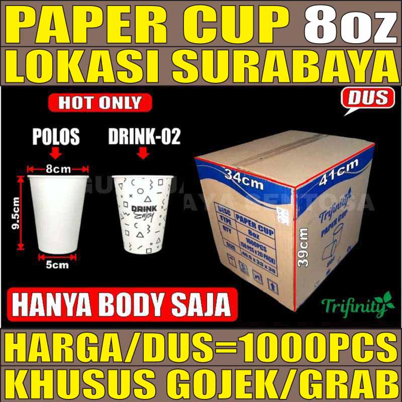 Paper Cup 8oz Per Dus Gelas Kopi Kertas Tahan Panas Murah 240ml Surabaya