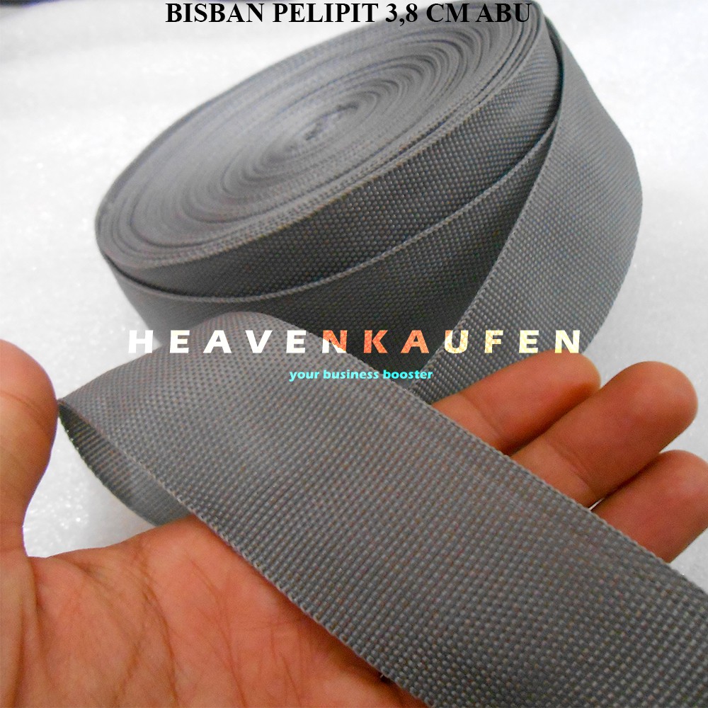 Bisban Pelipit / Webbing PCR Lebar 3,8 cm Abu - Abu Harga Per Rol