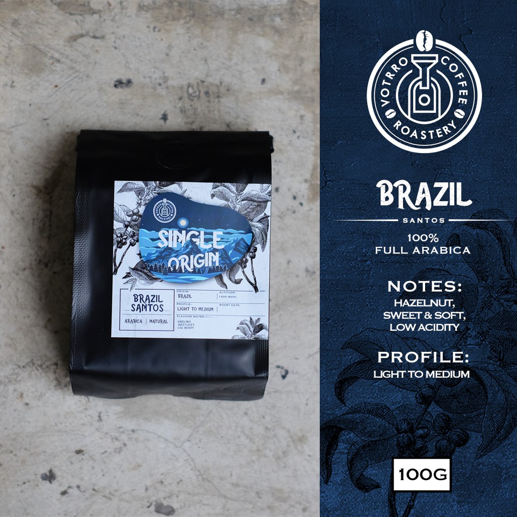 

Biji Kopi Arabika BRAZIL SANTOS Natural 100g - Roasted