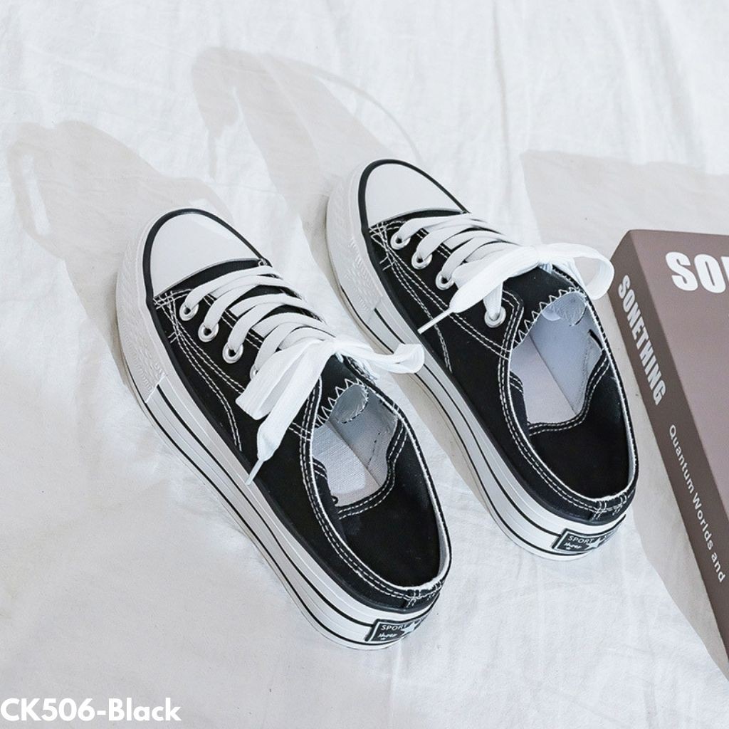 SNEAKERS CEWEK KANVAS MULTIFUNGSI SELOP DAN SEPATU PRAKTIS UNIK TINGGI HIGHSOLE 4 CM IMPORT CK506