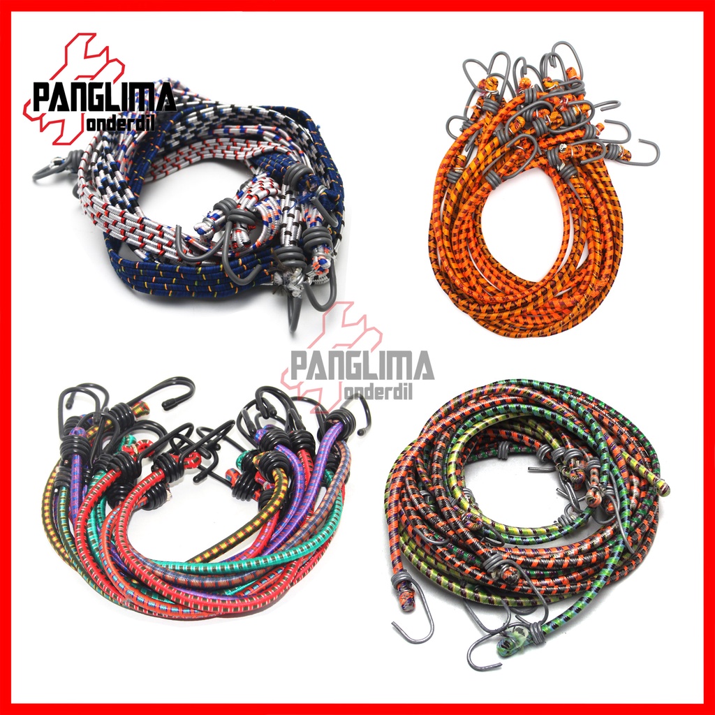 Tali Bagasi Motor Elastis Bulat Gepeng Panjang-Sedang Pendek 55 65 100 150 200 Cm 1 1.5 2 Meter Karet Pengikat-Ikatan-Iketan Barang Sepeda Motor Bebek Matic Sport