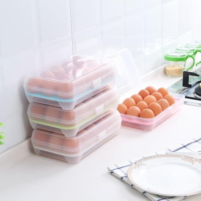 Tempat Box Telur 15 Lubang Biji Sekat Kotak Box Organizer Egg Box