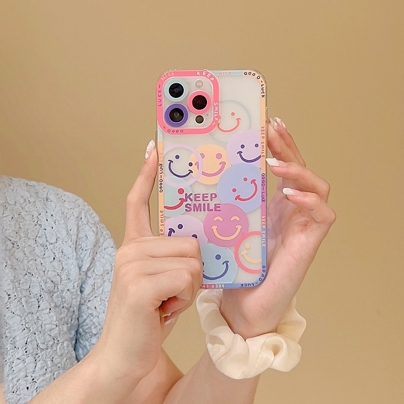 Soft Case Motif Smiley Face Untuk iPhone 11 12 13 Pro MAX X XR XS MAX 7 8 Plus