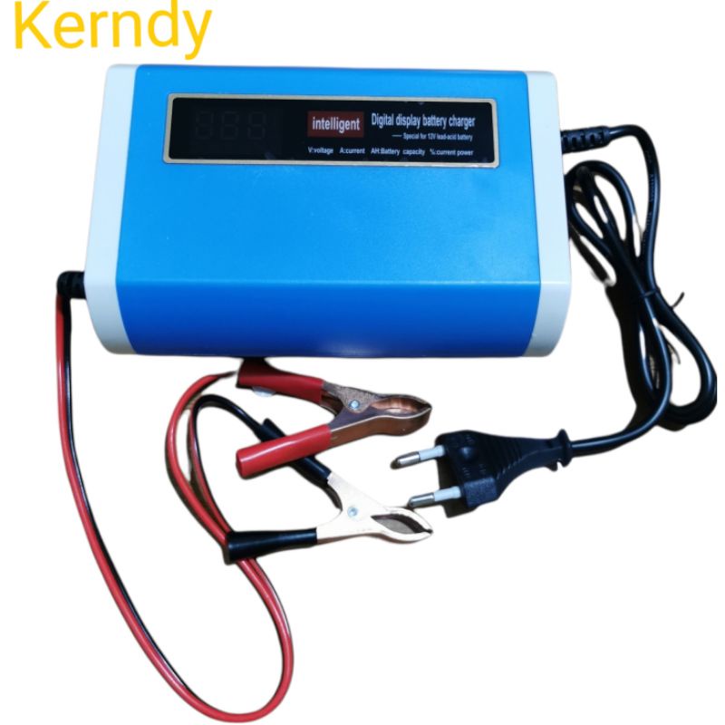 Kerndy Charger Aki 12V 6A Mobil Motor LCD Display