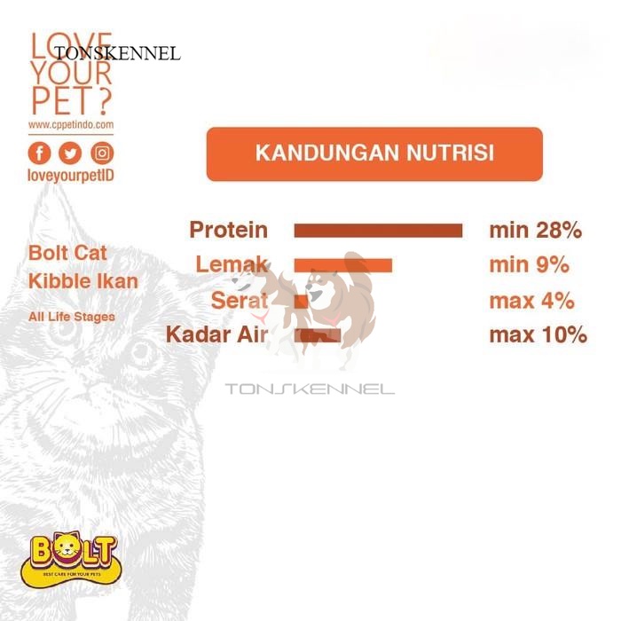 Bolt TERMURAH Tuna Salmon Cat Food Kibble Ikan - 1 Kg 1kg Adult Salmon Kitten Flavour Bulat Ikan ungu kuning pink