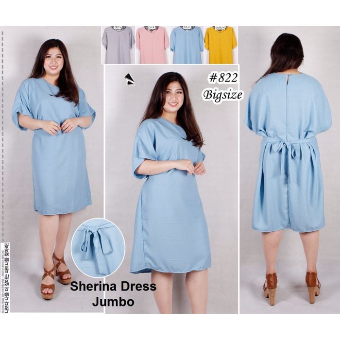 discon Sherina Dress Jumbo Baju Atasan Wanita Big Size kuliah,kerja,kantor,pesta