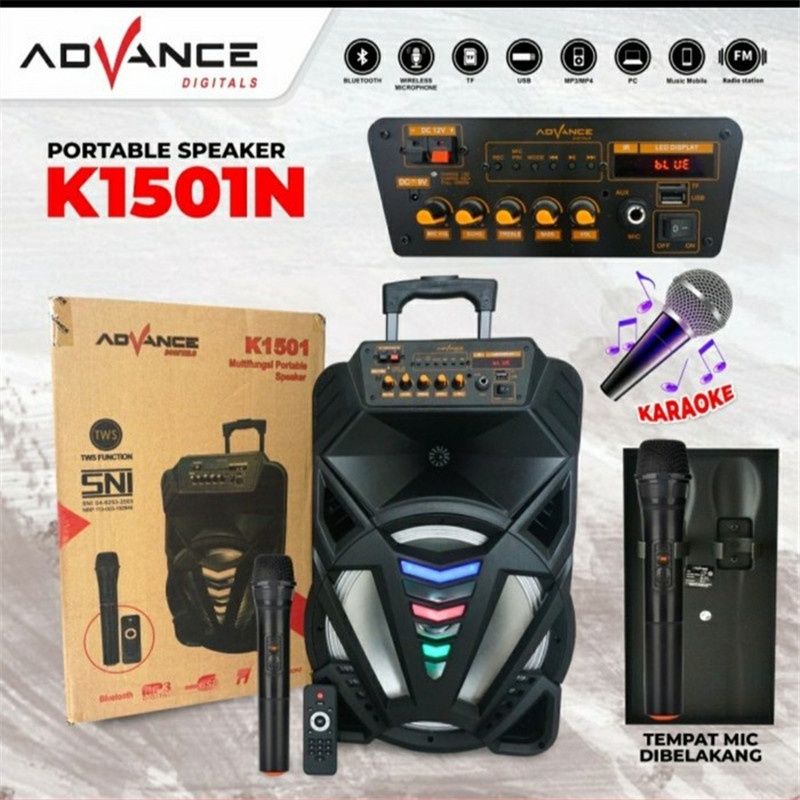 ADVANCE Speaker Meeting Bluetooth 15 Inch Free 1bh Wireless Mic K1501N