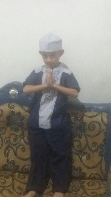 Koko Couple Ayah Anak Navy Abu Batik