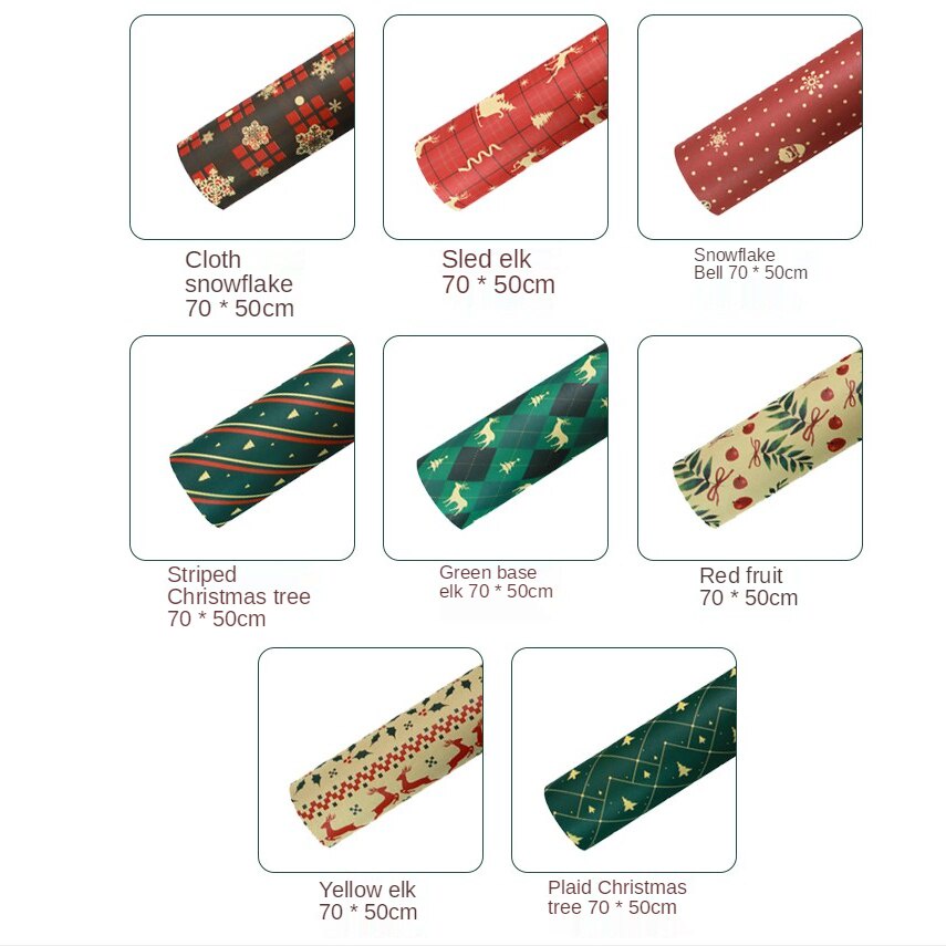 [ 50x70cm Christmas Cartoon Kraft Wrapping Paper Decoration for Home Christmas Series Wedding Gift ]